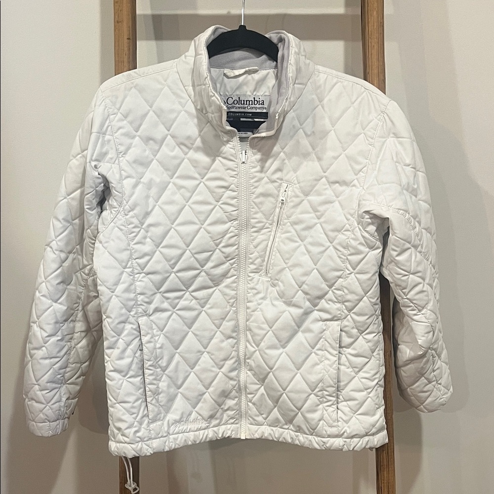 Columbia White Quilted Puffer Jacket